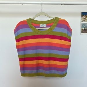 Sleeveless rainbow stripe vintage sweater
